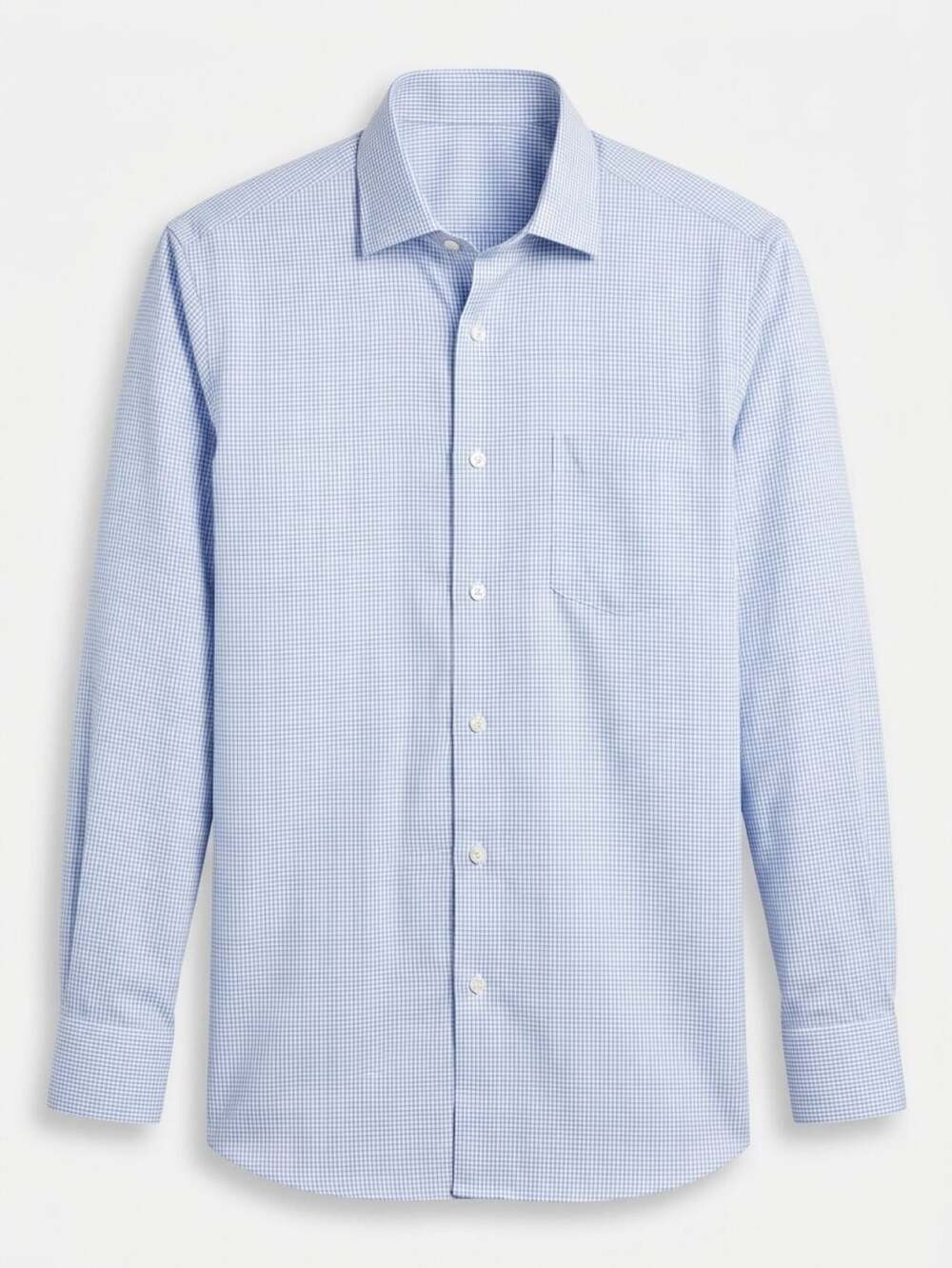 Louis Philippe Long Sleeve Button Down Shirt Blue Check Perma Press